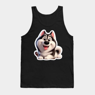 Cute Husky sitting down cartoon Tank Top